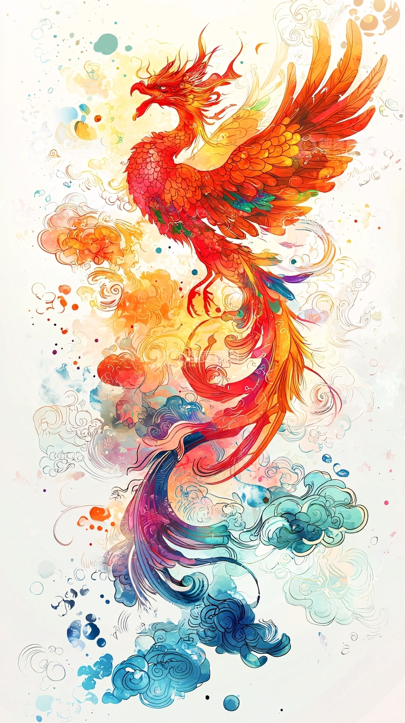 高清大图下载【趣麦麦图】彩色火凤凰