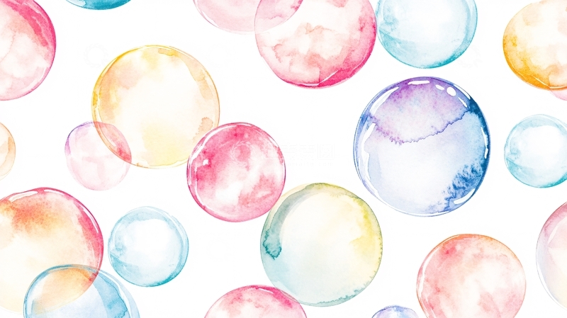 高清大图下载【趣麦麦图】水彩泡泡
