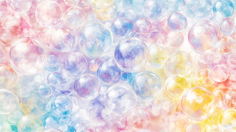 高清大图下载【趣麦麦图】彩虹泡泡背景图