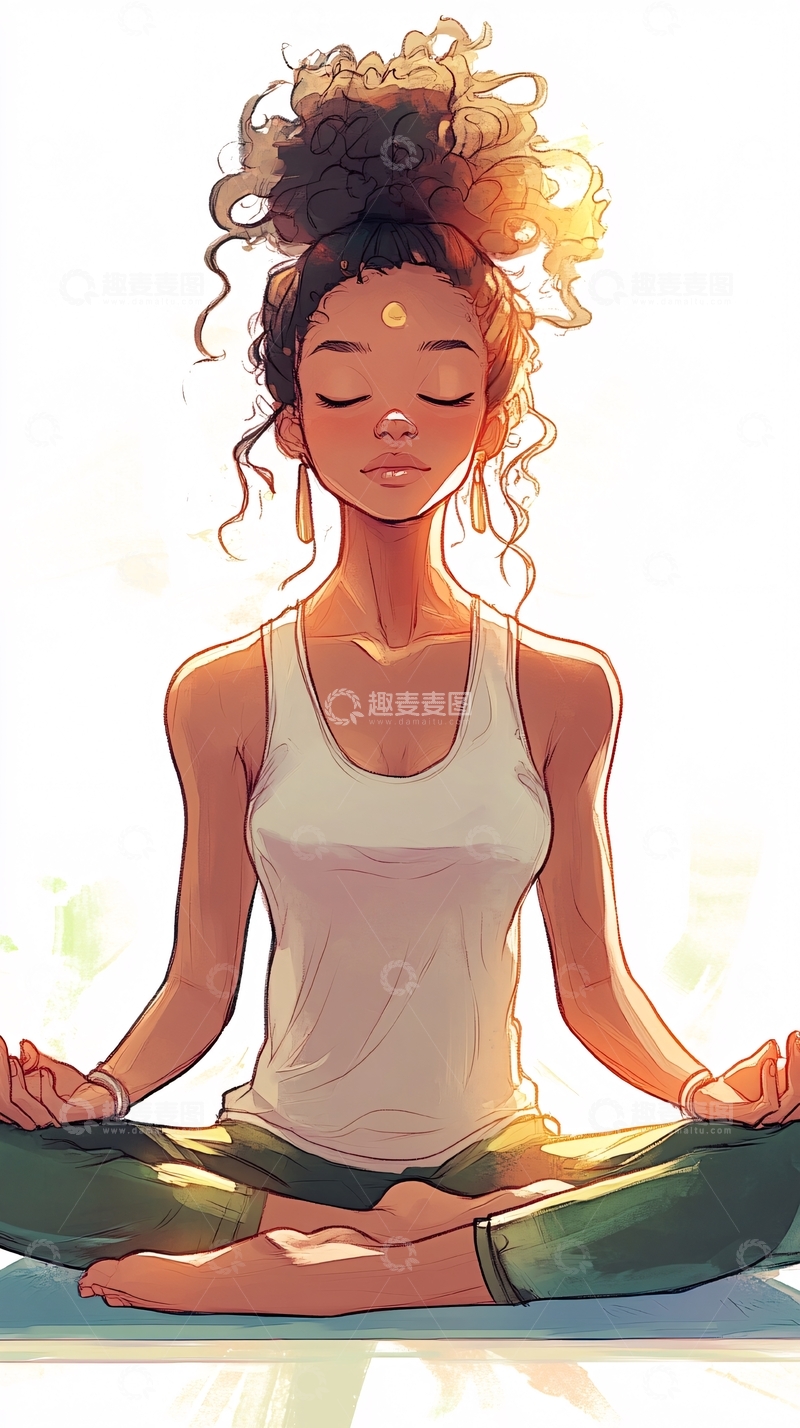 高清大图下载【趣麦麦图】冥想中的黑人女性