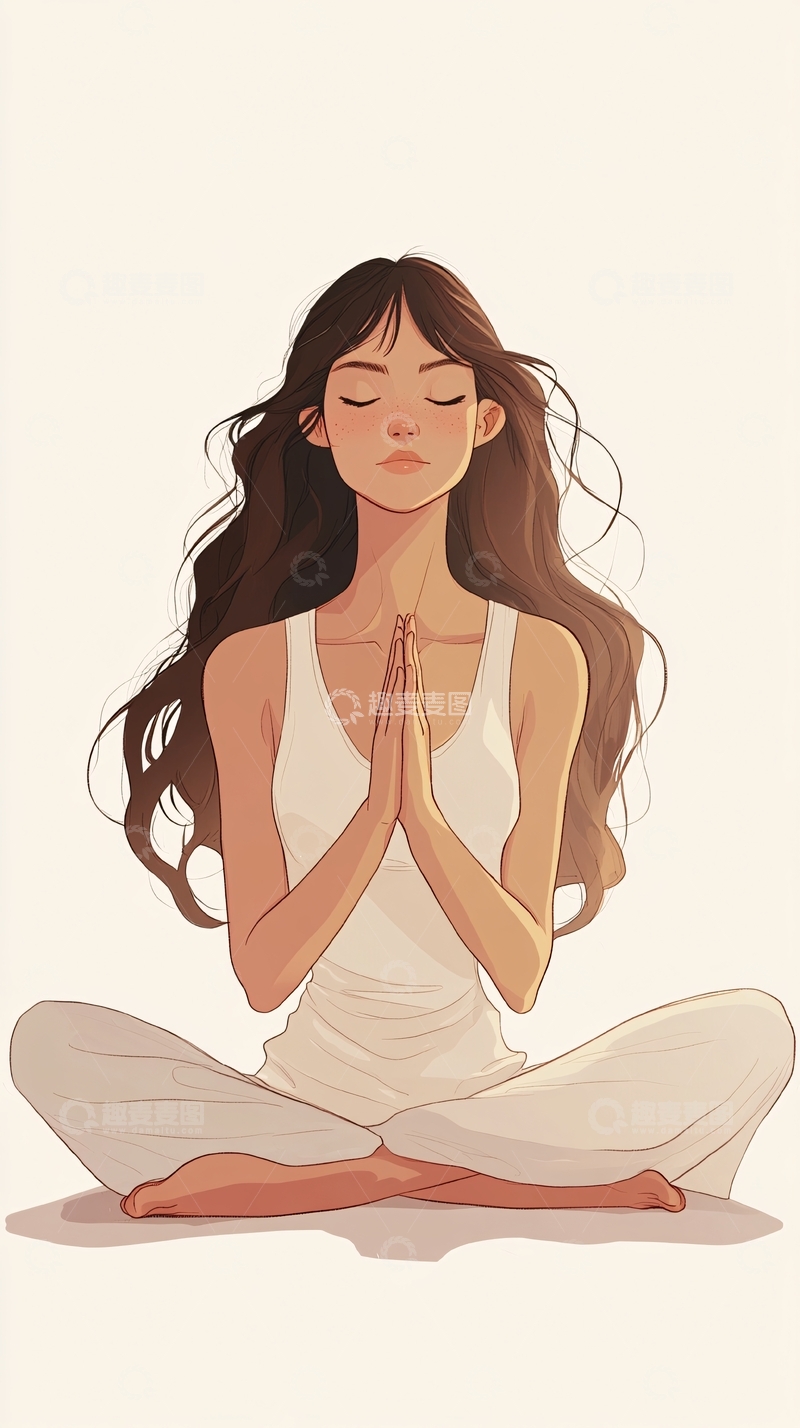 高清大图下载【趣麦麦图】优雅女孩冥想瑜伽姿势