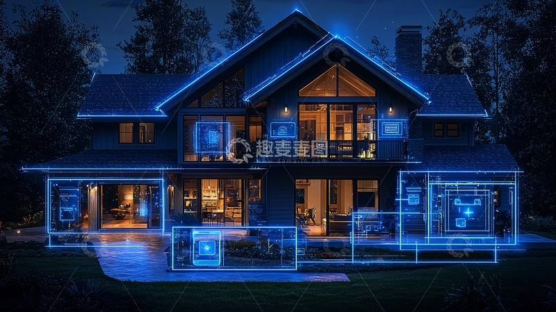 高清大图下载【趣麦麦图】智能家居夜景