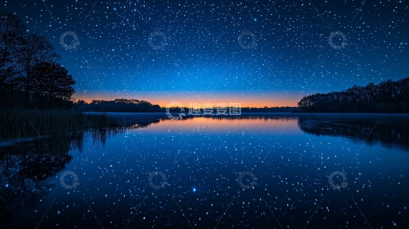 高清大图下载【趣麦麦图】星空倒影湖面