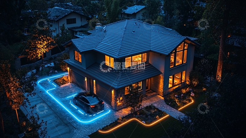 高清大图下载【趣麦麦图】夜景豪宅灯光