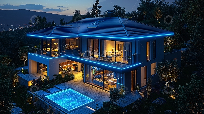 高清大图下载【趣麦麦图】夜景别墅6