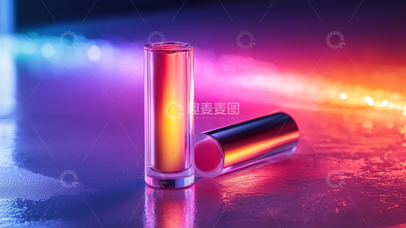 高清大图下载【趣麦麦图】绚丽光线下透明圆柱体