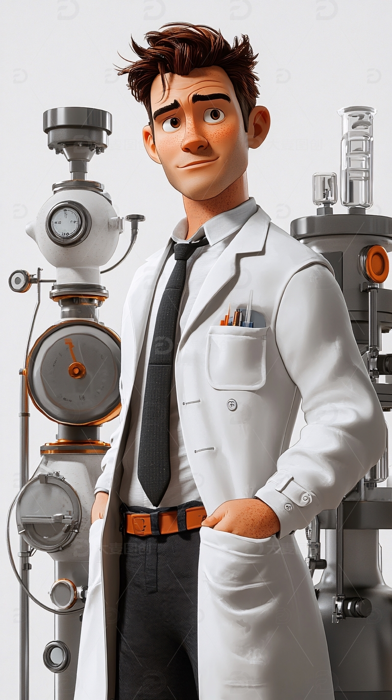 高清大图下载【趣麦麦图】卡通科学家