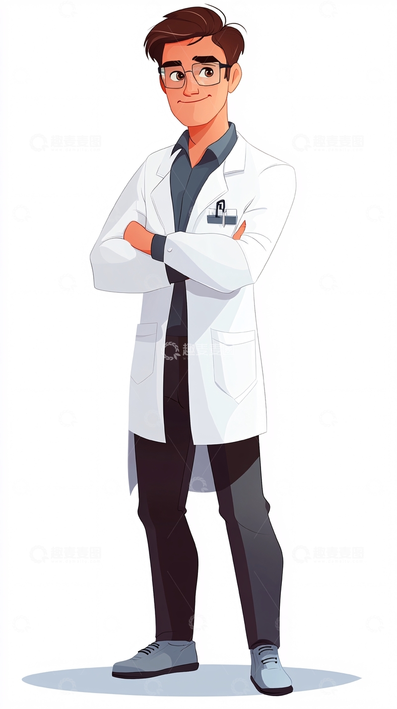 高清大图下载【趣麦麦图】自信的卡通医生