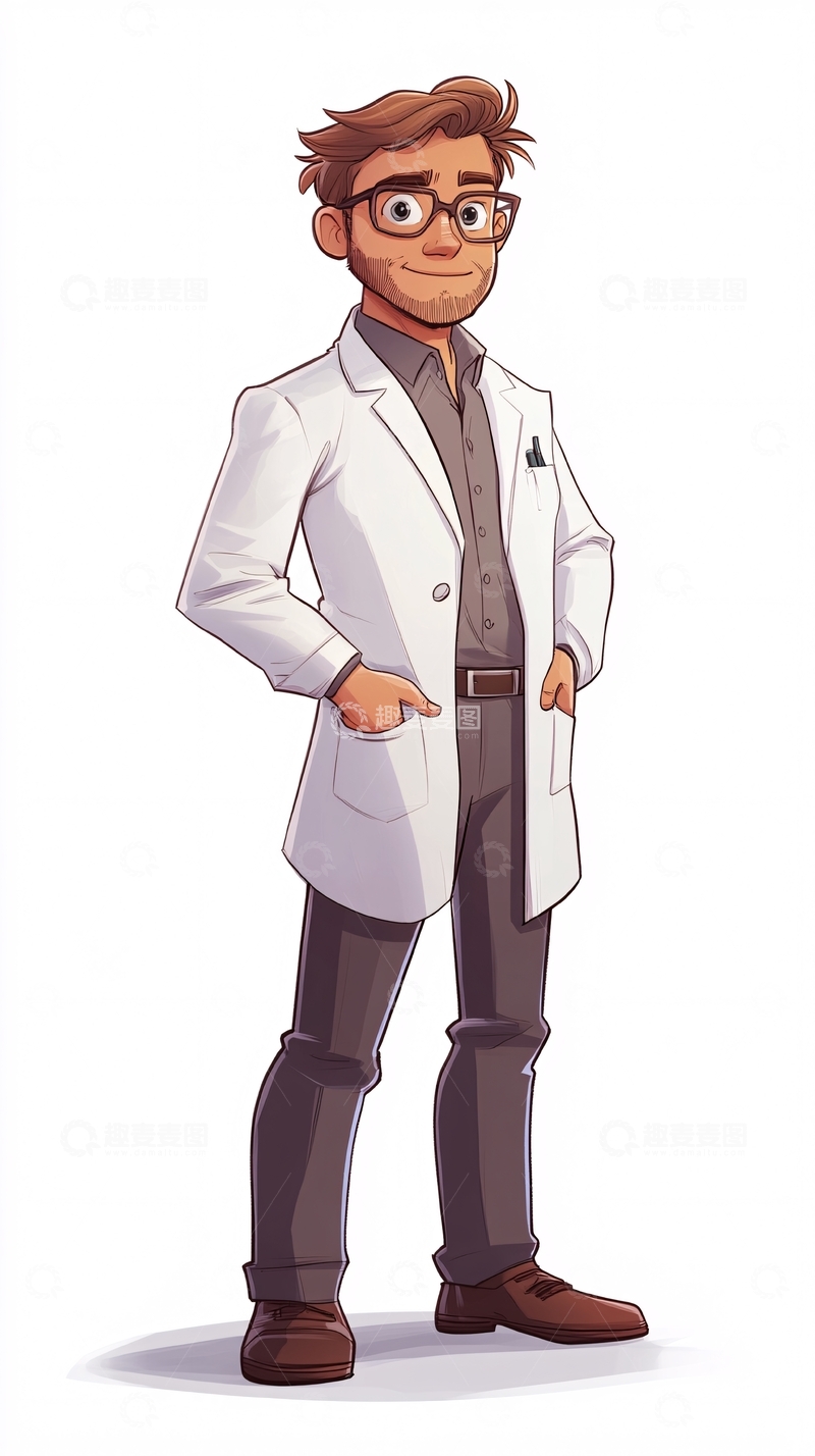 高清大图下载【趣麦麦图】卡通科学家
