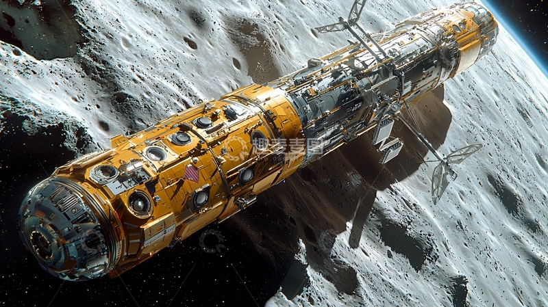 高清大图下载【趣麦麦图】太空飞船月球轨道