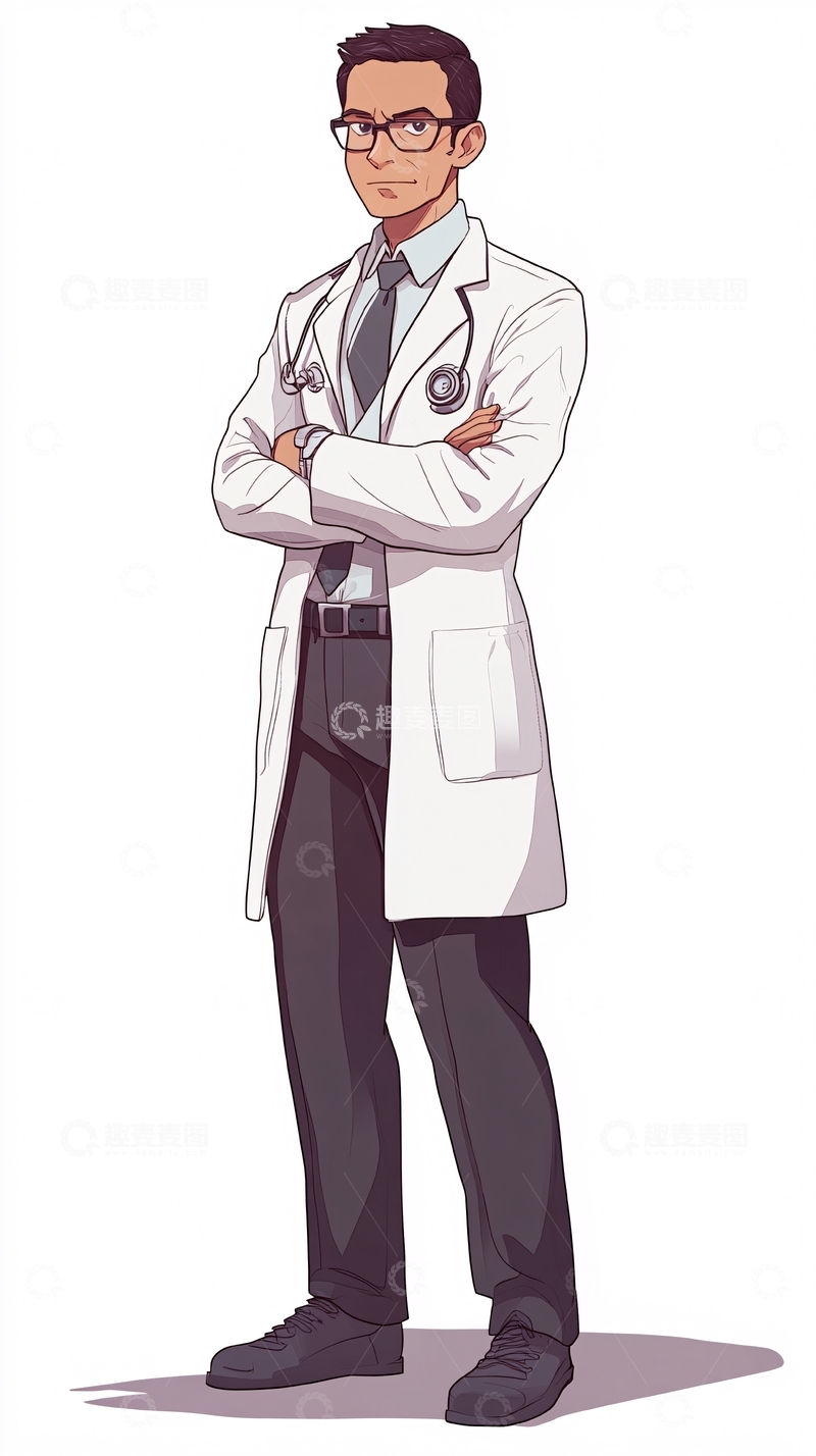高清大图下载【趣麦麦图】自信的男医生卡通形象
