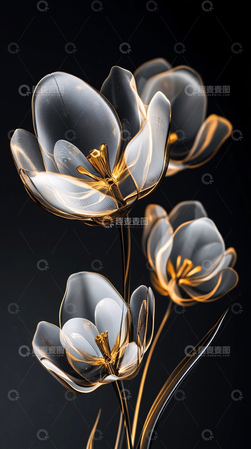 高清大图下载【趣麦麦图】透明玻璃花