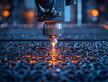 激光切割金属的特写