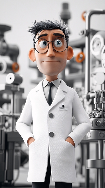 戴眼镜的卡通科学家