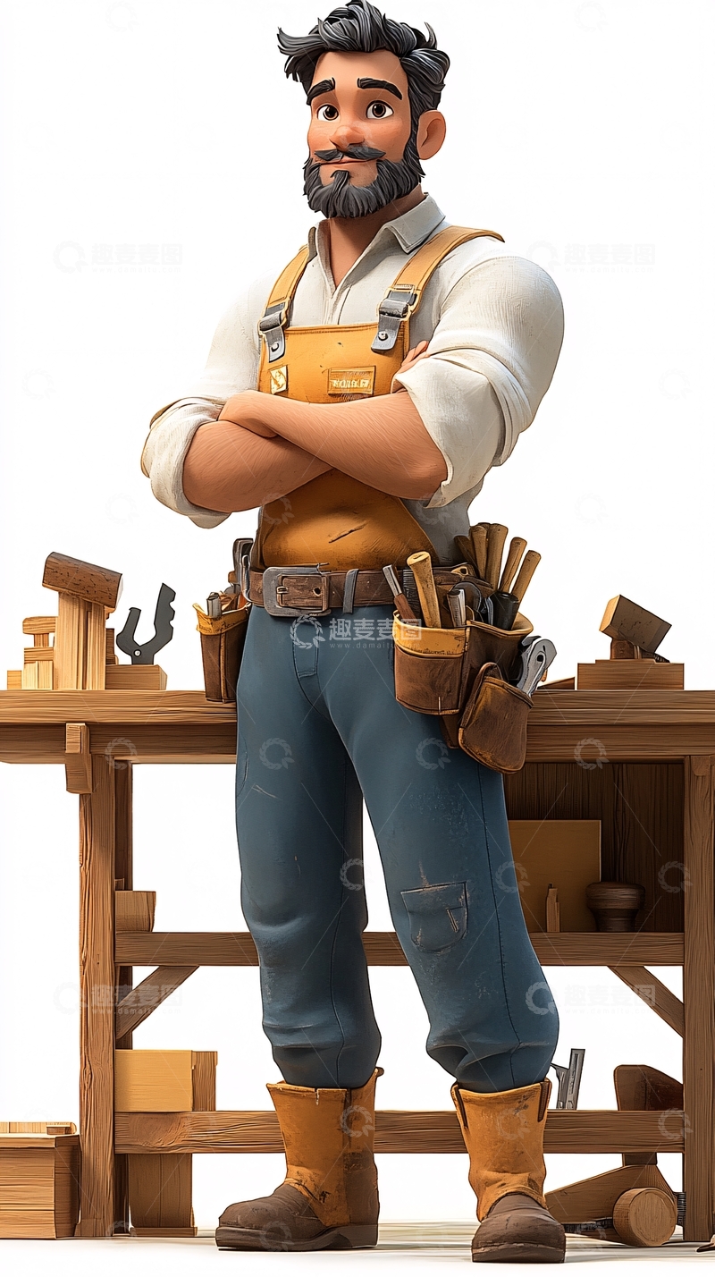 高清大图下载【趣麦麦图】卡通木匠