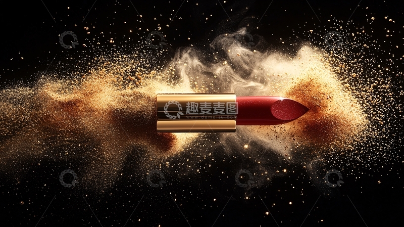 高清大图下载【趣麦麦图】金色口红粉尘爆炸