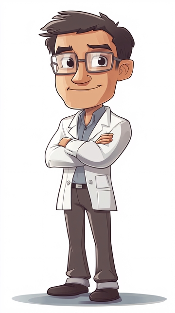 自信的卡通科学家