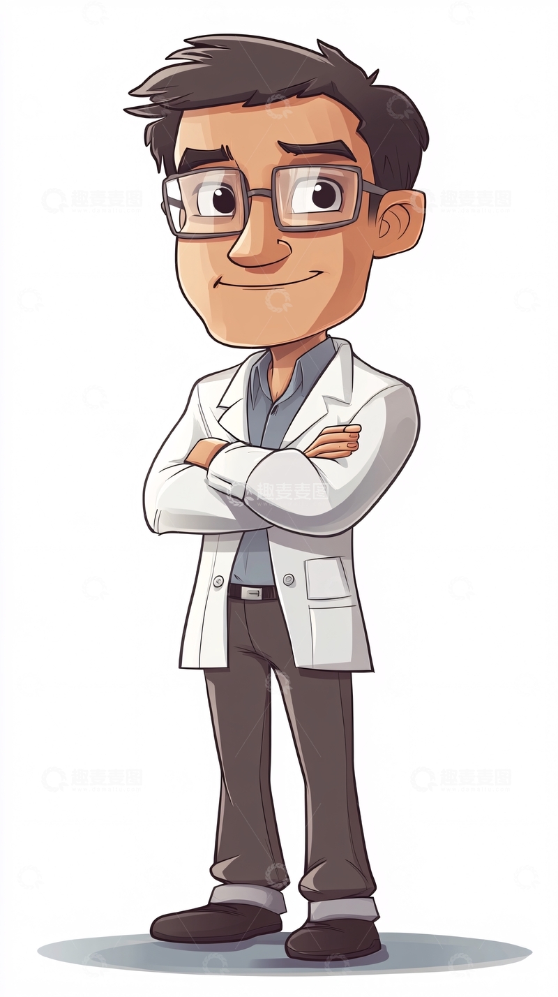 高清大图下载【趣麦麦图】自信的卡通科学家
