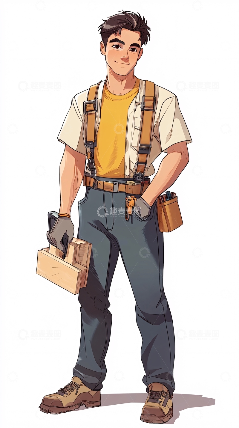 高清大图下载【趣麦麦图】帅气木工