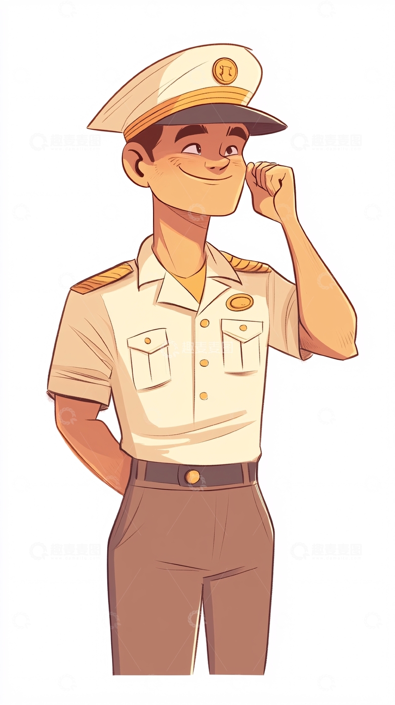 高清大图下载【趣麦麦图】卡通海军军官