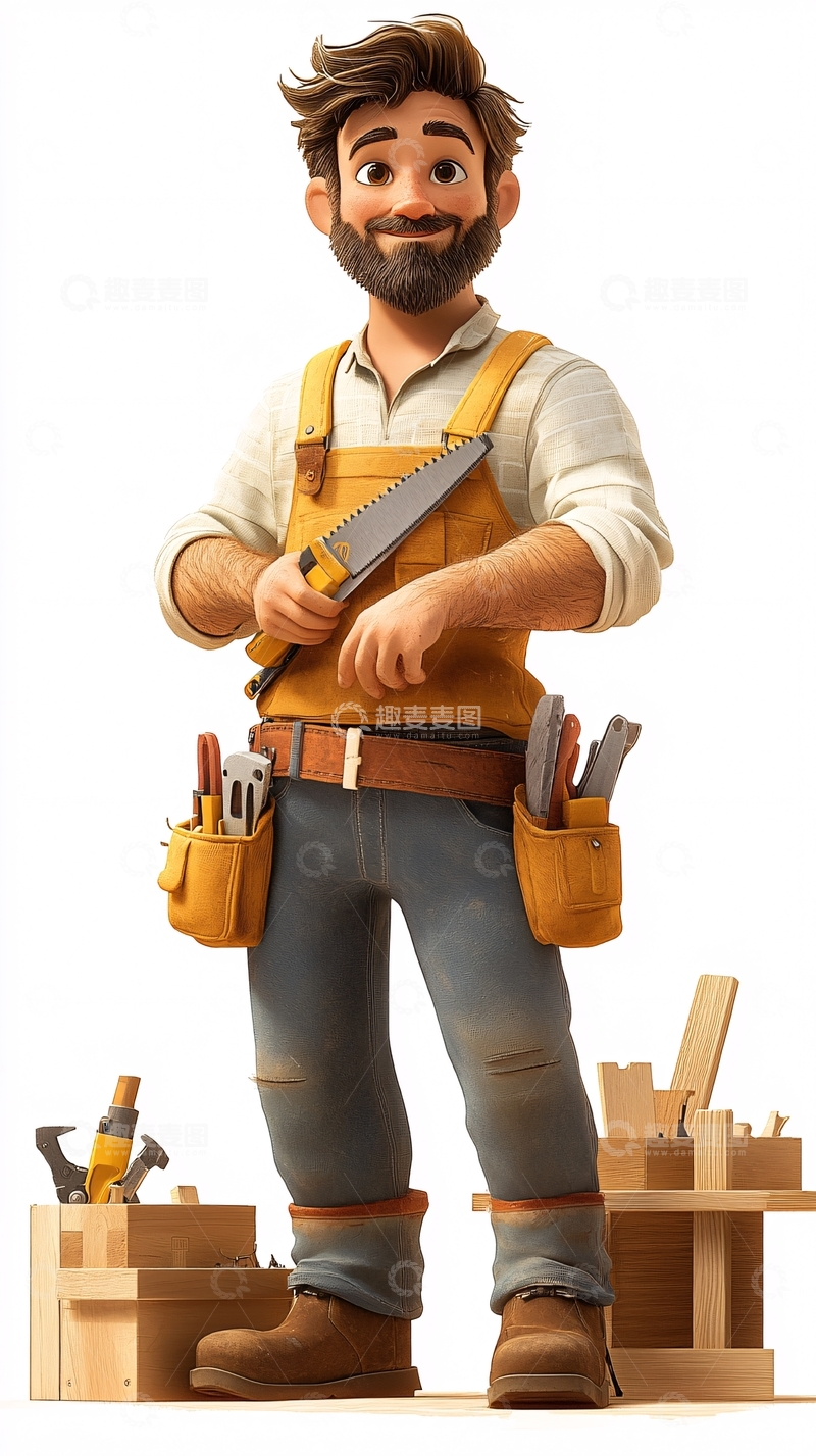 高清大图下载【趣麦麦图】卡通木匠