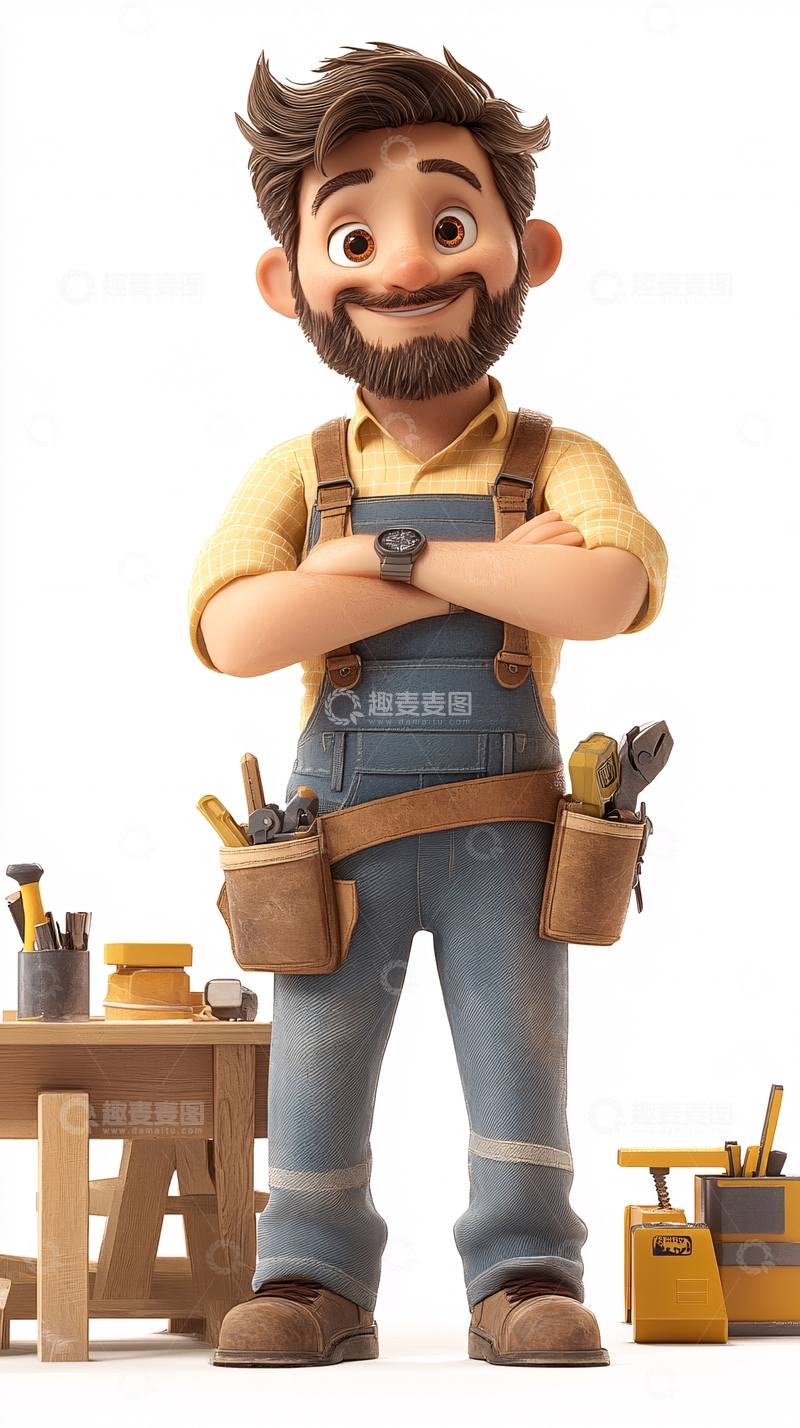 高清大图下载【趣麦麦图】卡通手绘修理工