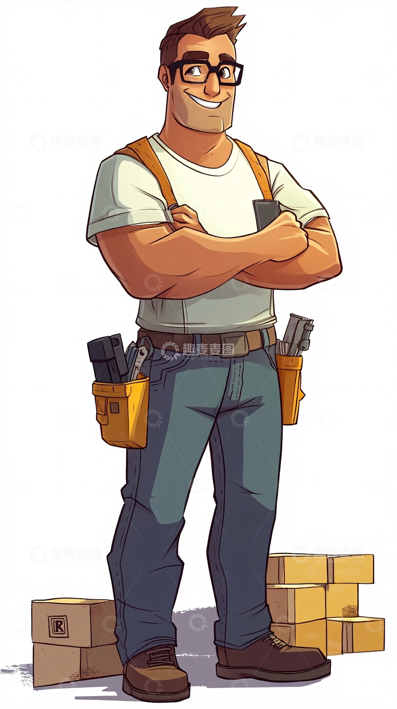高清大图下载【趣麦麦图】卡通装修工人