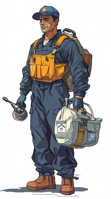 手绘风格救援人员