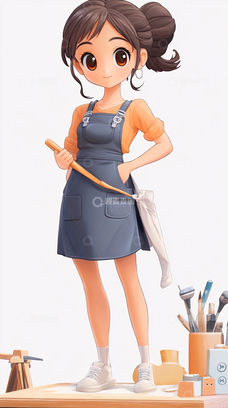 高清大图下载【趣麦麦图】可爱卡通女孩