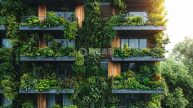 高清大图下载【趣麦麦图】绿植覆盖的现代建筑