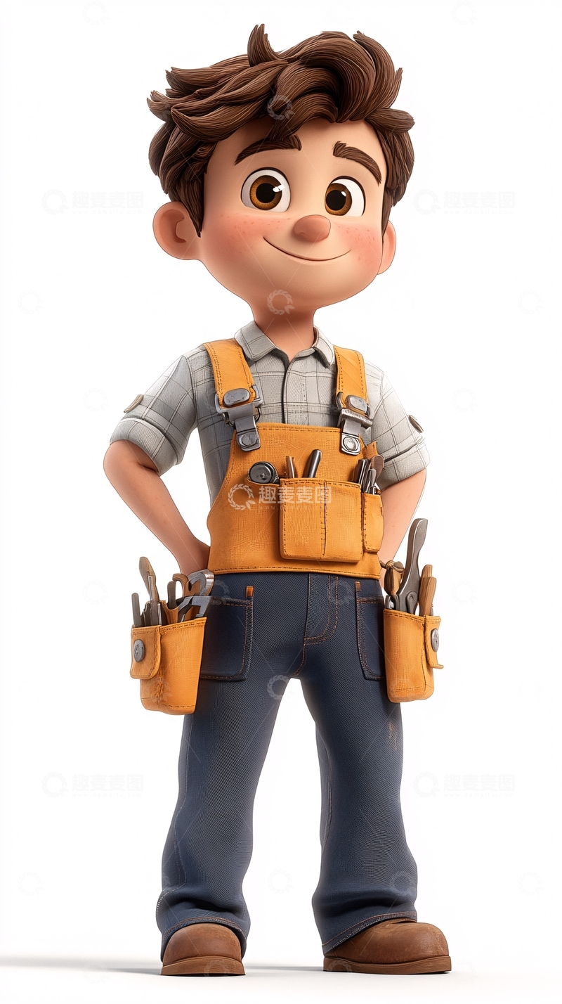 高清大图下载【趣麦麦图】卡通修理工男孩