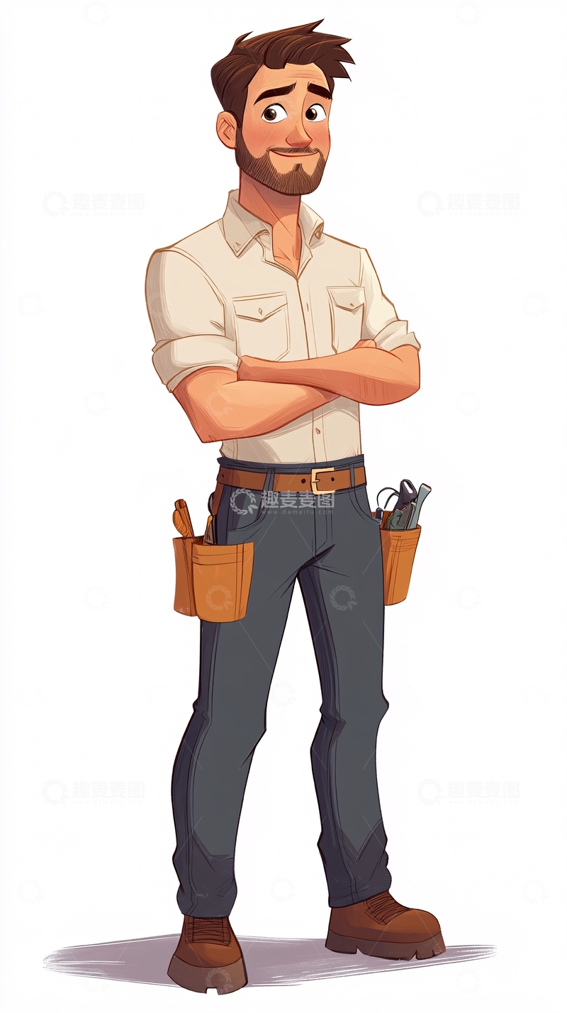 高清大图下载【趣麦麦图】卡通帅气修理工