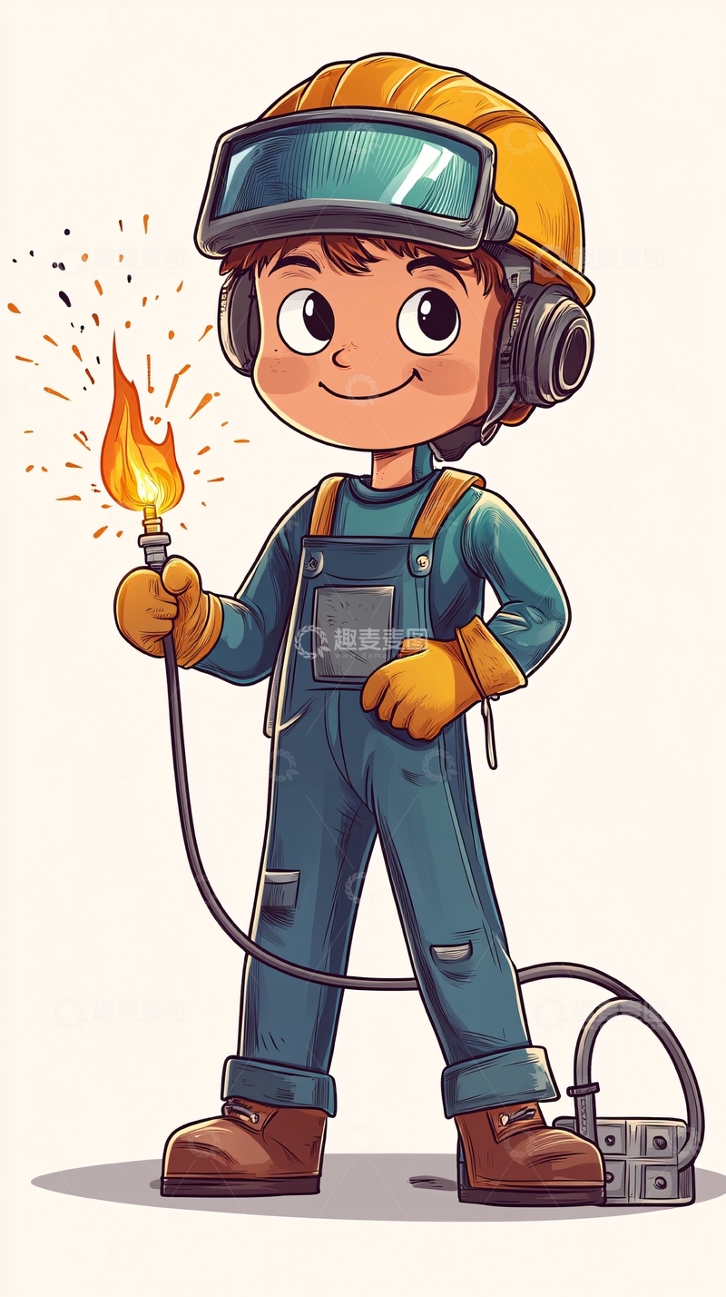 高清大图下载【趣麦麦图】卡通焊接工人