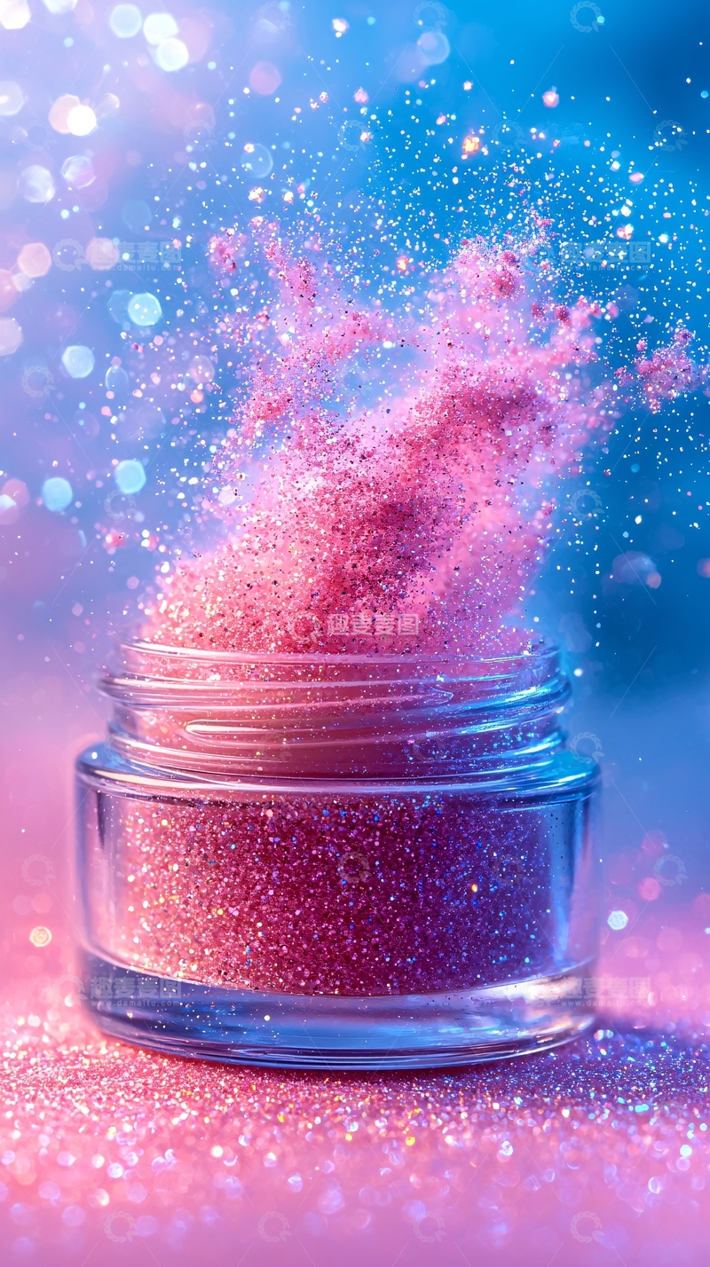 高清大图下载【趣麦麦图】粉色闪光粉在空中飞舞