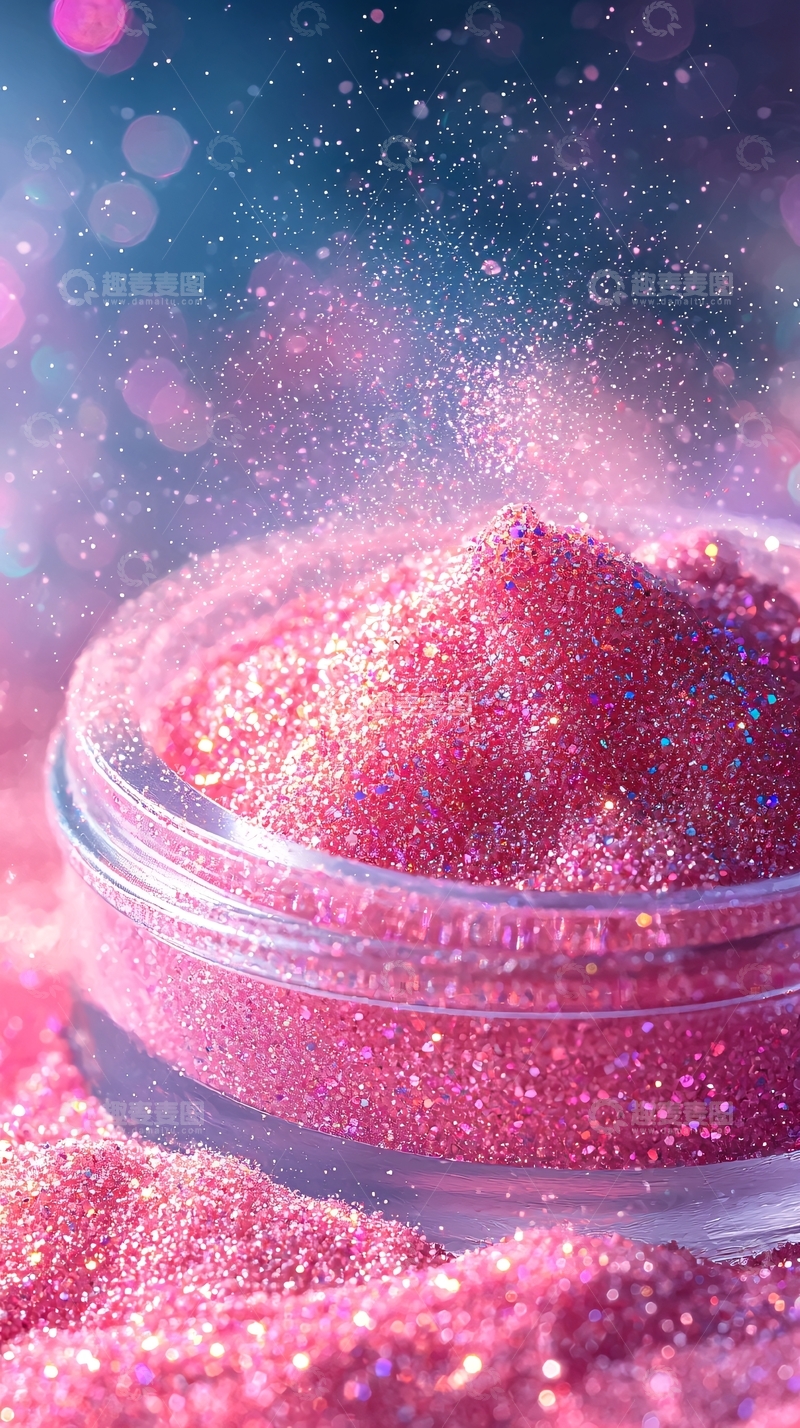 高清大图下载【趣麦麦图】闪闪发光的粉色颗粒特写