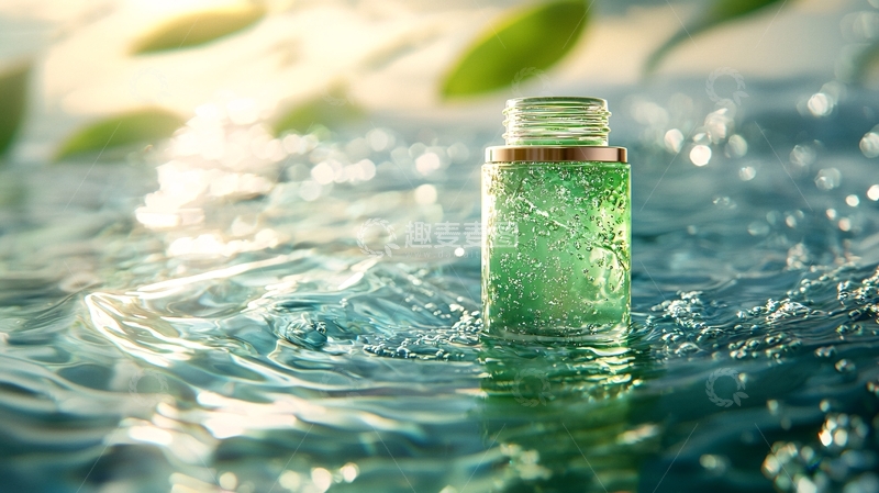 高清大图下载【趣麦麦图】绿瓶子水中倒影