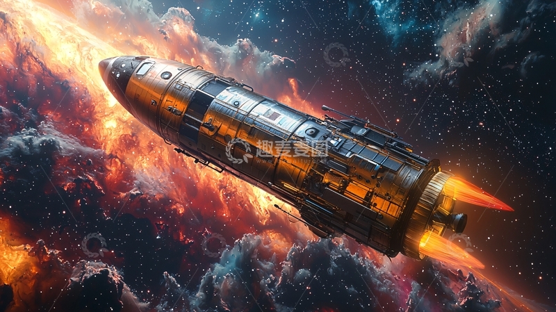 高清大图下载【趣麦麦图】宇宙飞船火焰推进