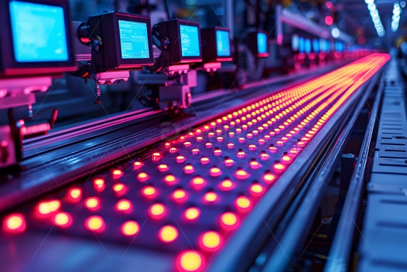 高清大图下载【趣麦麦图】工业生产线上的红色圆点