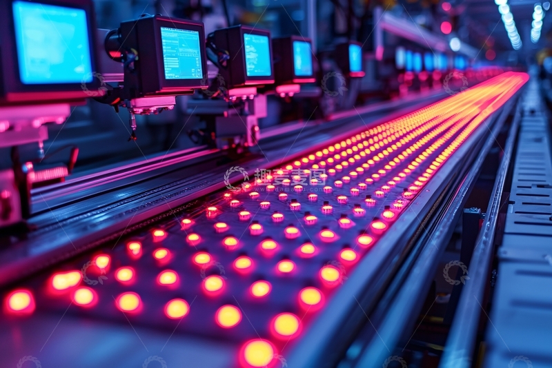 高清大图下载【趣麦麦图】工业生产线上的红色圆点