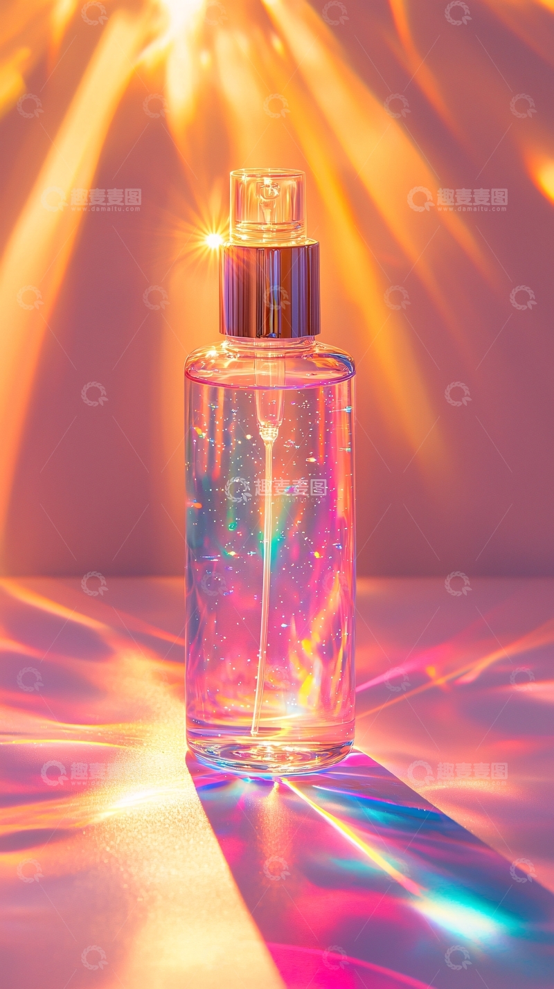 高清大图下载【趣麦麦图】透明瓶身的彩色光影香水