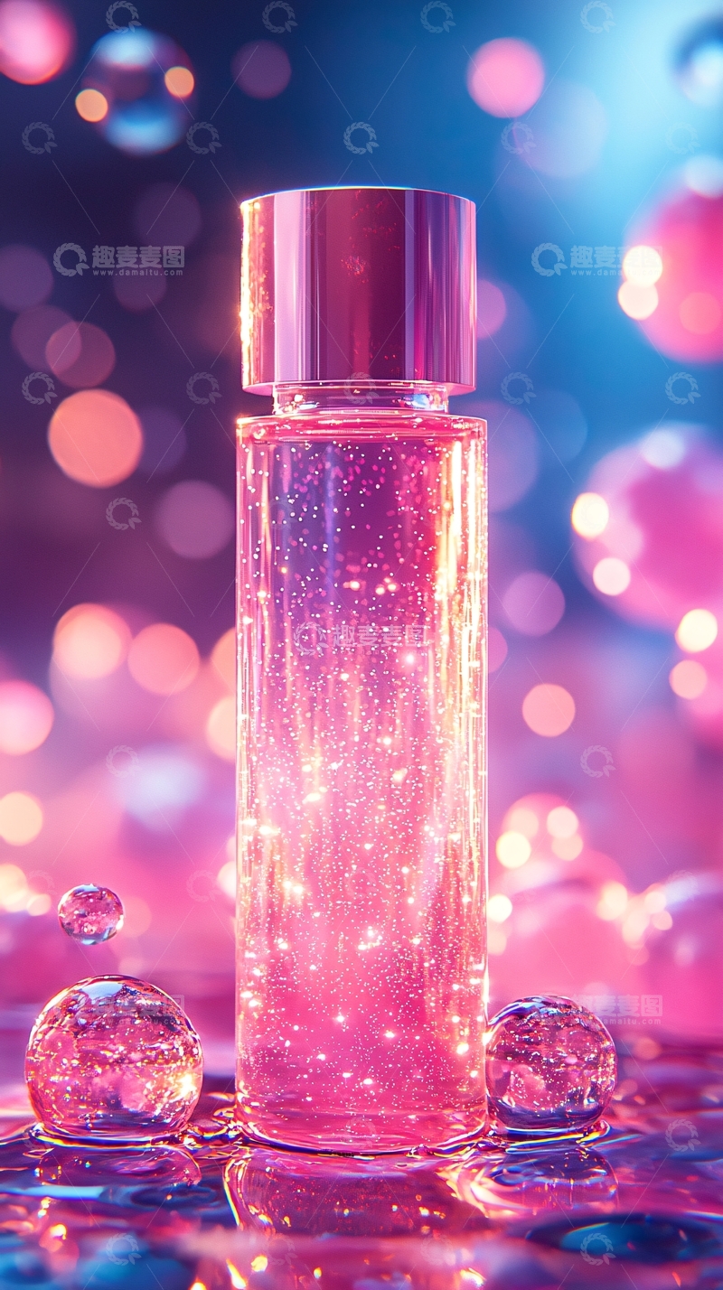 高清大图下载【趣麦麦图】粉色闪耀液体瓶