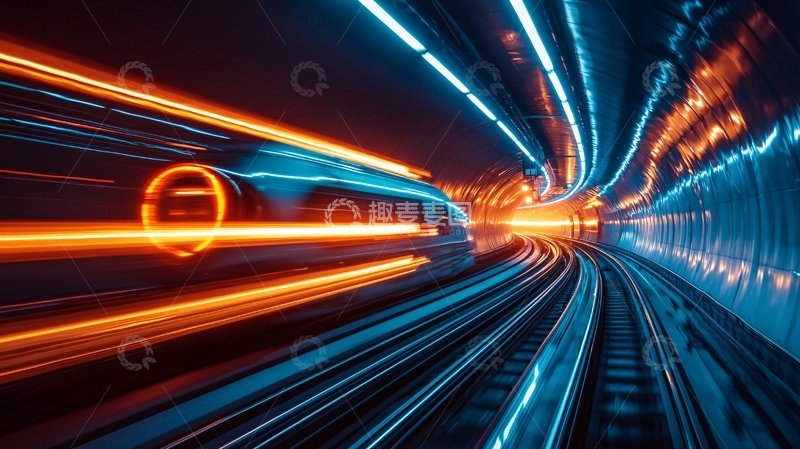 高清大图下载【趣麦麦图】高速列车隧道灯光轨迹