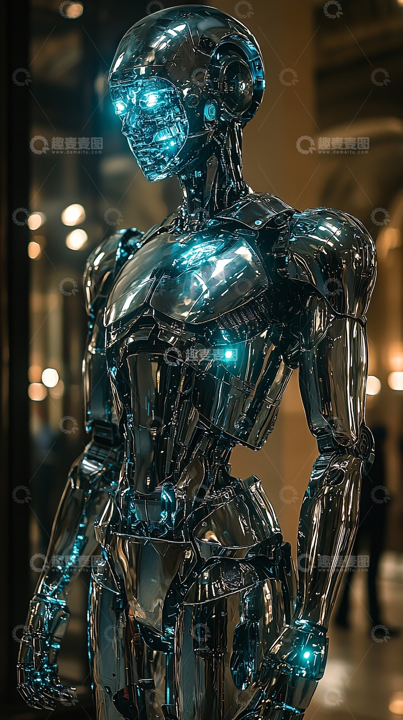 高清大图下载【趣麦麦图】未来感金属机器人