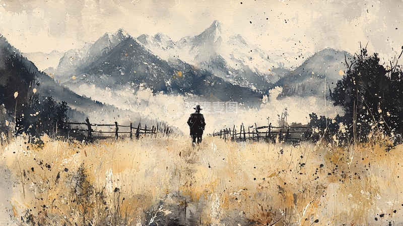 高清大图下载【趣麦麦图】山峦背影孤独行者