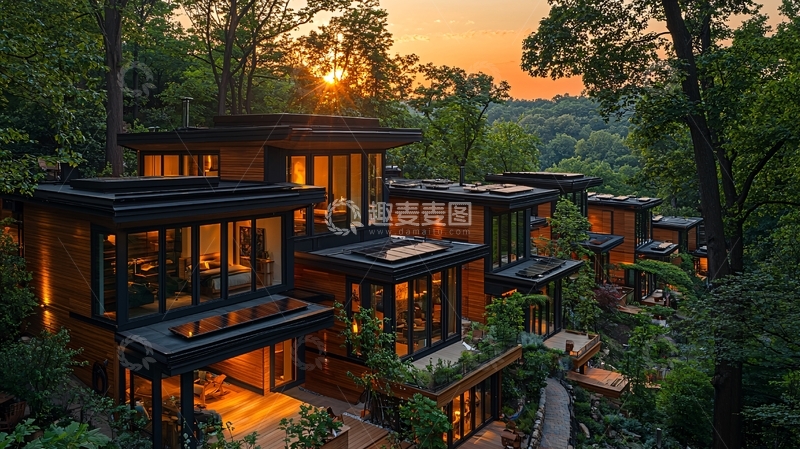 高清大图下载【趣麦麦图】森林环抱的现代木屋
