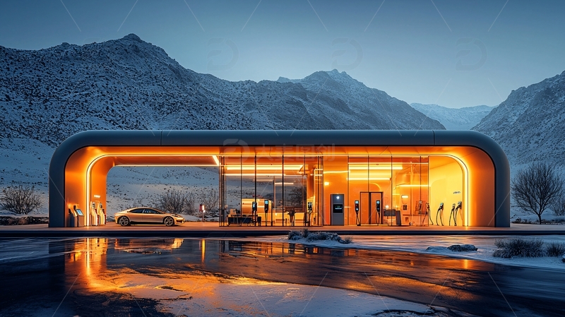 高清大图下载【趣麦麦图】未来感新能源汽车充电站