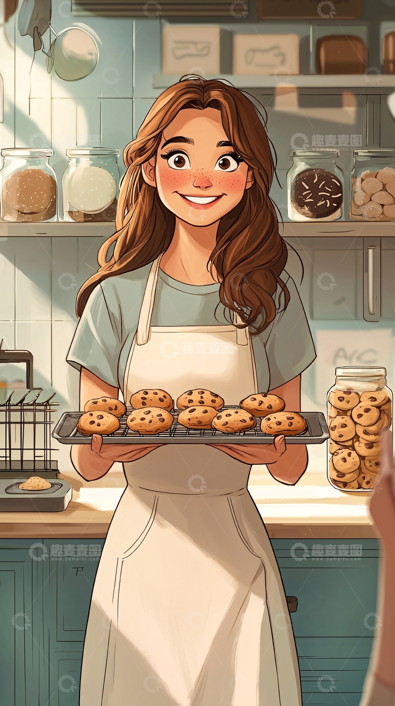 高清大图下载【趣麦麦图】甜美女孩烘焙饼干