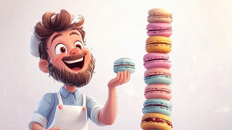 高清大图下载【趣麦麦图】卡通烘焙师