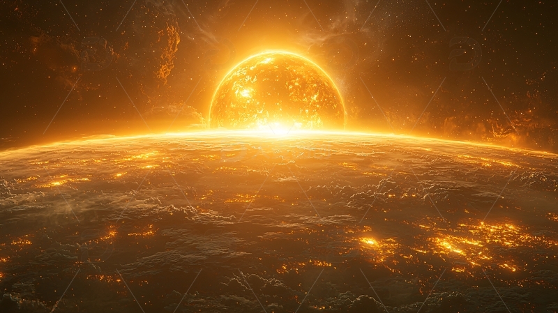 高清大图下载【趣麦麦图】炙热的太阳吞噬地球