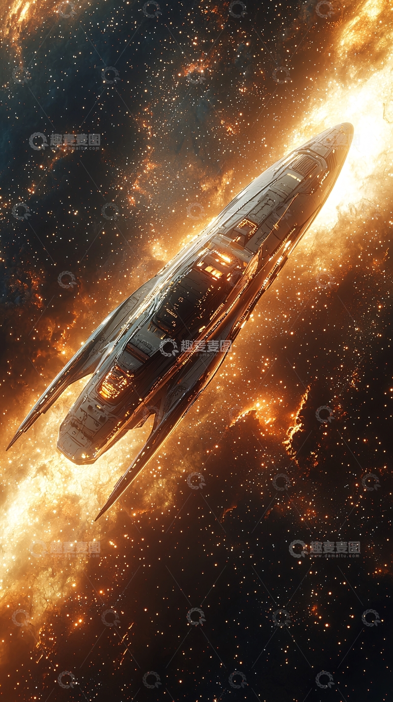 高清大图下载【趣麦麦图】宇宙飞船火焰轨迹